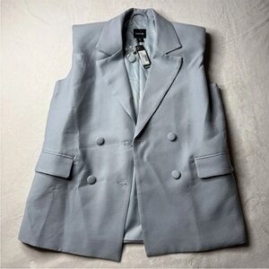 Boohoo Blazer With Shoulder Pads Light Blue Non-Sleeve Women’s Size 4